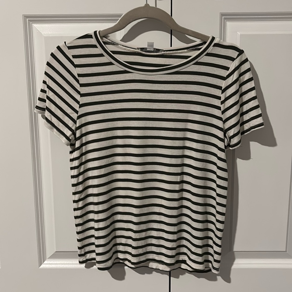 White and Black Striped T-Shirt